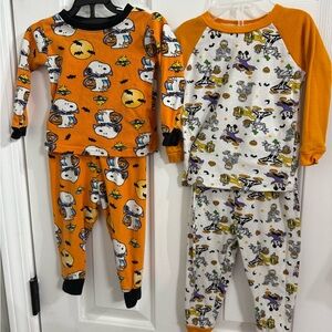 Disney & Peanuts Halloween Kids Pajama Set - Orange and White
